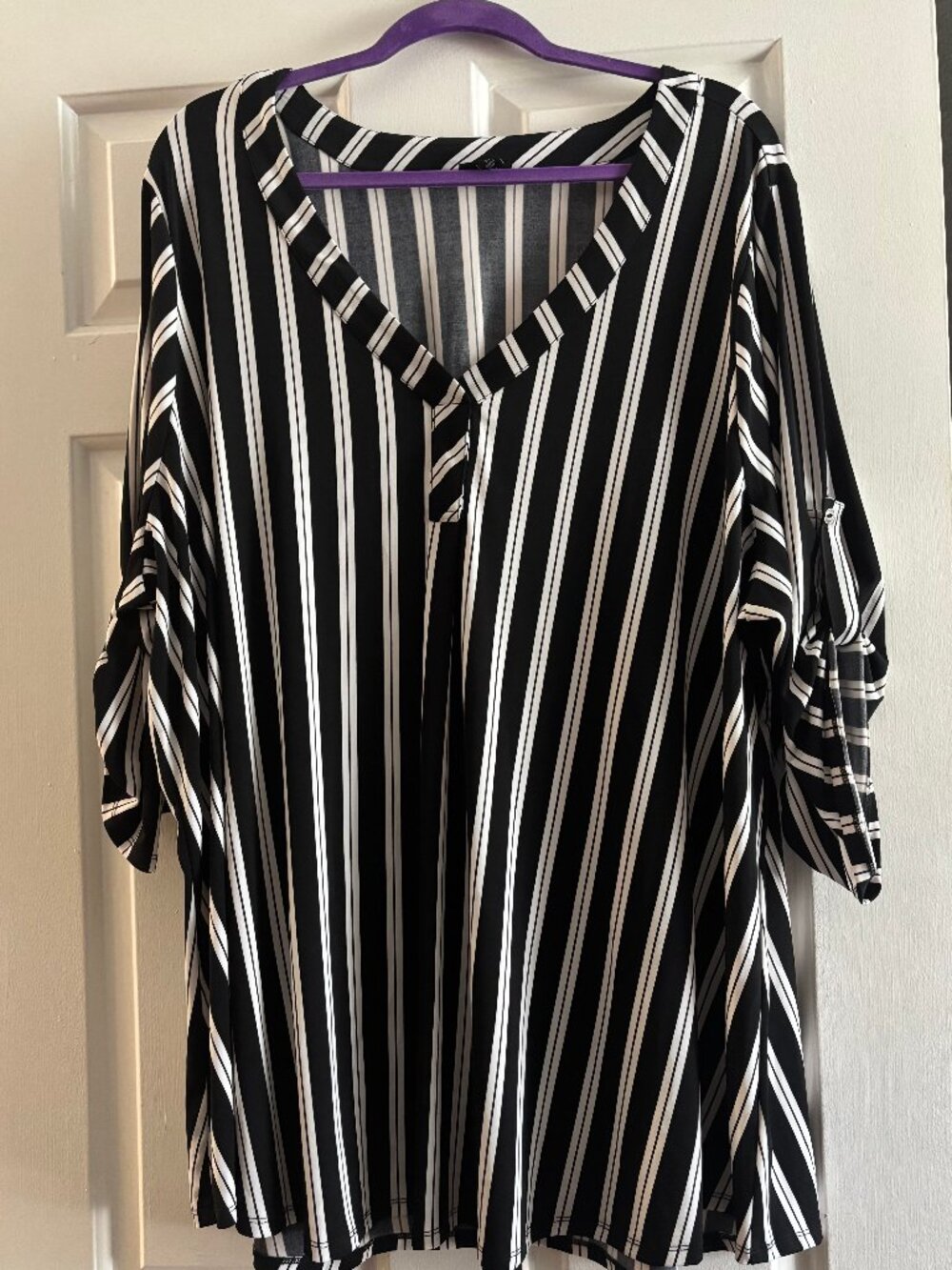 Black and White Striped Blouse